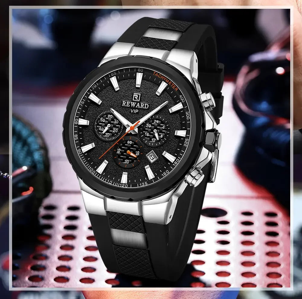 REWARD Watch for Men Casual Sport Quartz Watch Waterproof Three Eyes Fashion Men's Wristwatches