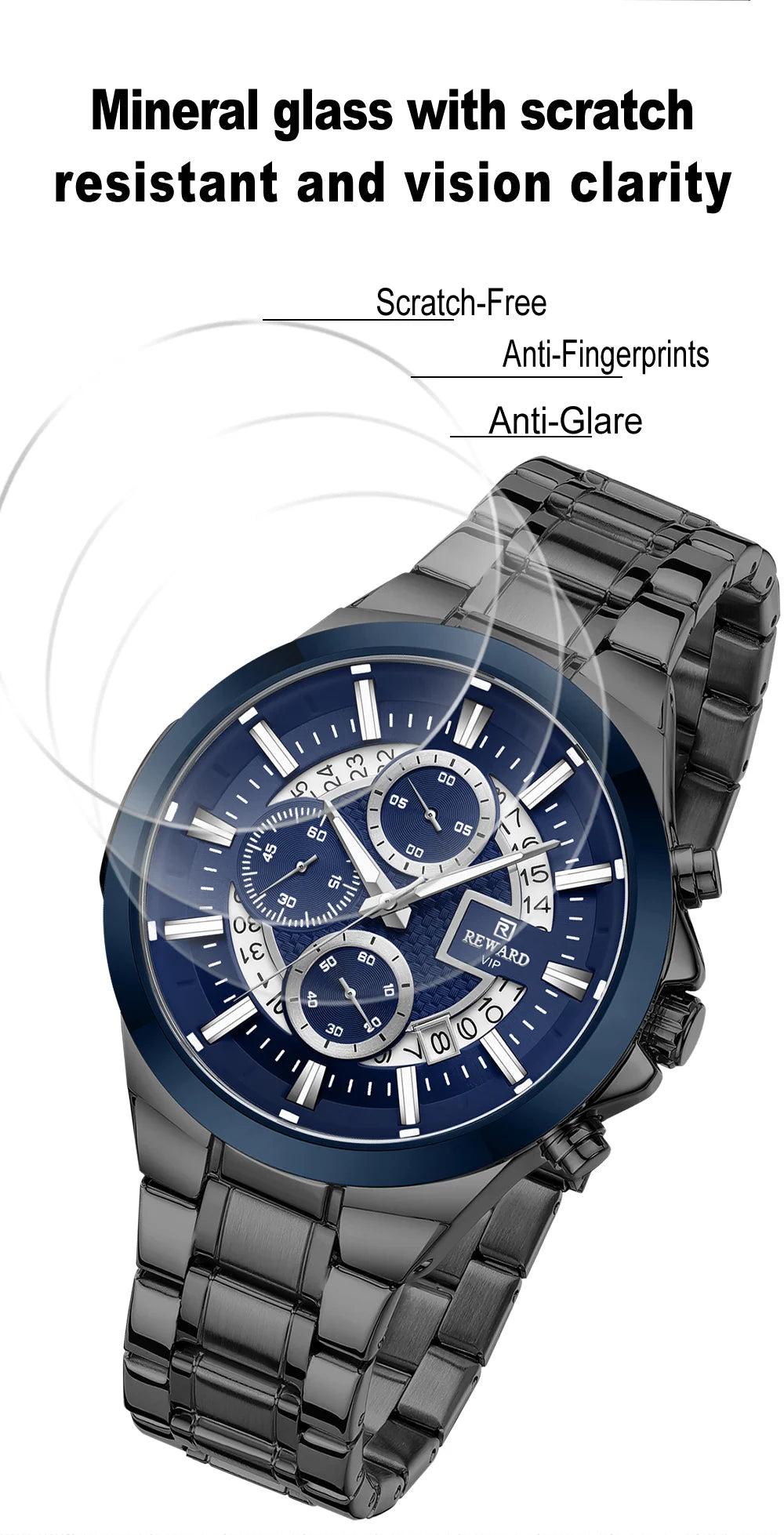 REWARD New Design Quartz Watch High Quality Waterproof Calendar Date Stainless Steel Premium Luxury Mens Wrist Watches Montre