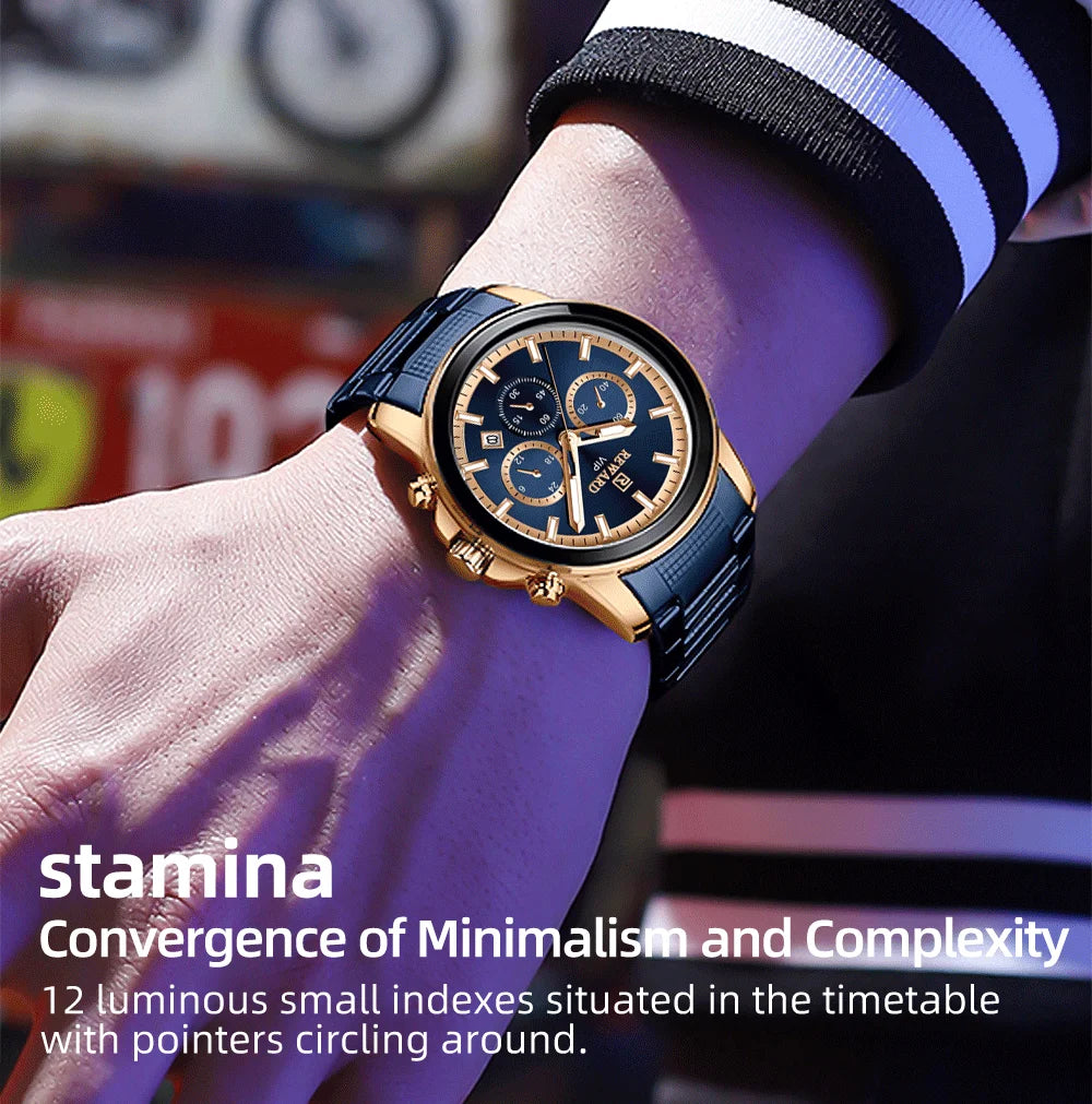Reward Luxury Three-Eyes Classic Chronograph Quartz Watch Men REWARD Fashion Business Relogio Masculino Elegant