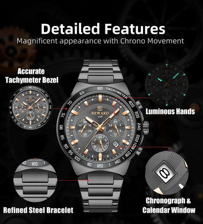 Reward New Design waterproof Casual luxury watch men In Stock fashion mens steel watch wrist chronograph watch RD81967M