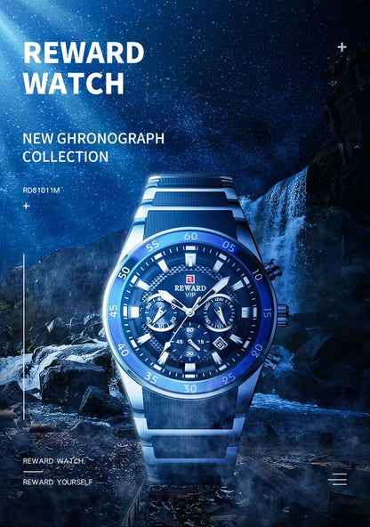 REWARD watches men wrist sport waterproof Luxury brand Silicone Band Quartz Wristwatch Male Watches Fashion Watch Man
