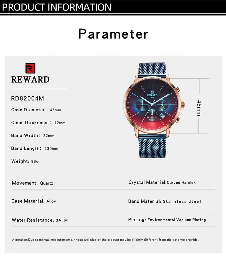 Reward New Arrival stainless steel waterproof luxury blue boys quartz watch Custom logo oem kids hand wristwatch hombre relojes RD82004M
