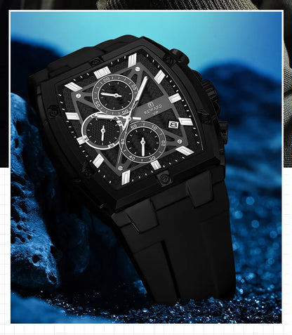 REWARD Fashion Watch Men Square Top Quality Luxury Alloy Quartz Watches Calendar Rubber Band Male Wrist Watches Factory OEM