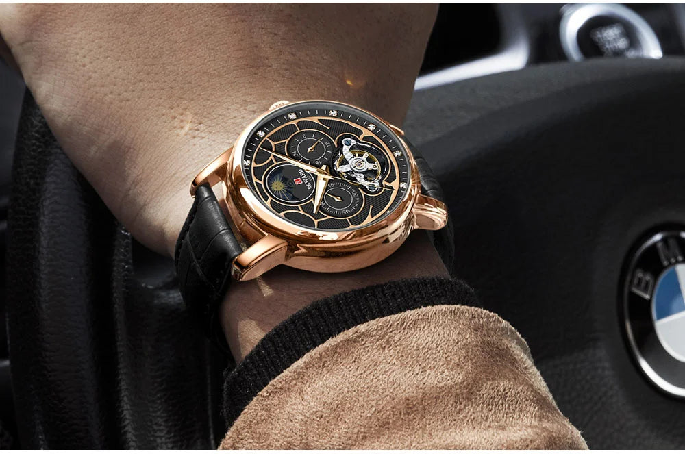 Reward Luxury men stainless steel automatic moon phase mechanical watch 2021 Custom logo casual fashion tourbillon wrist watch,RD33005M