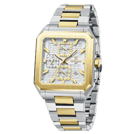 REWARD New Watch for Men High Quality Polishing Double Layered Case Square Chronograph Casual Quartz Watches Men Luxury