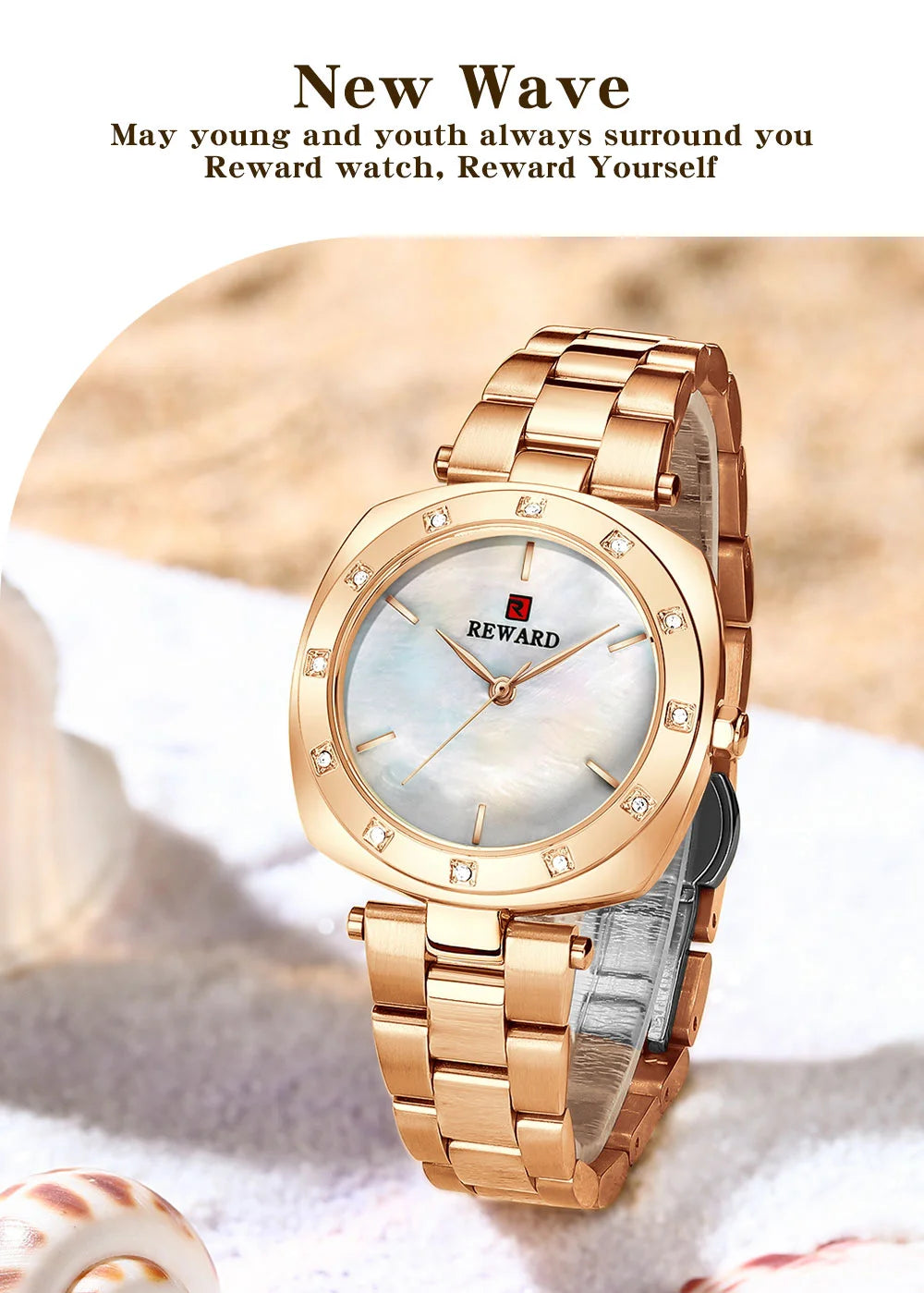 The Reward Custom OEM Japanese Quartz Movement Stylish Women Watch is the best brand for luxury fashion ladies wristwatches. With Japanese quartz movement and a sleek and elegant design, it's both accurate and stylish.