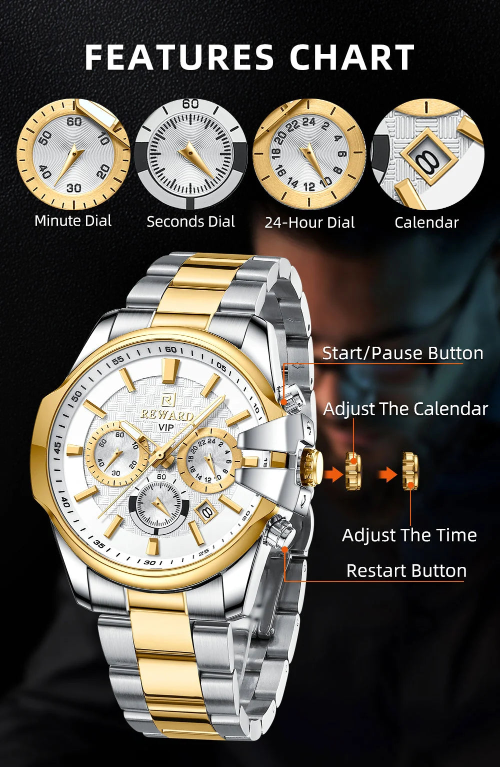 The Reward VIP Watch RD81110M is a Luxury Men Watch.high-end timepiece designed for those who demand the best. Crafted from premium materials and featuring exquisite detailing