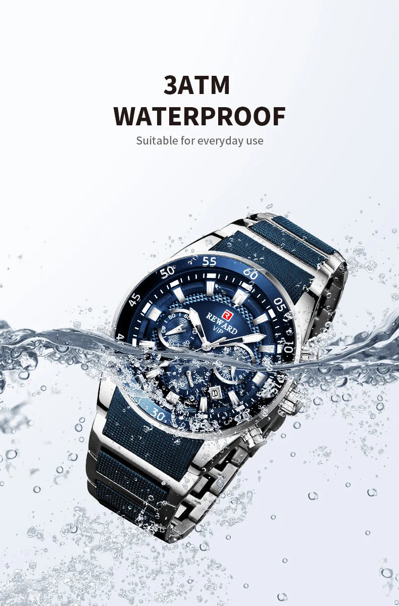 REWARD watches men wrist sport waterproof Luxury brand Silicone Band Quartz Wristwatch Male Watches Fashion Watch Man