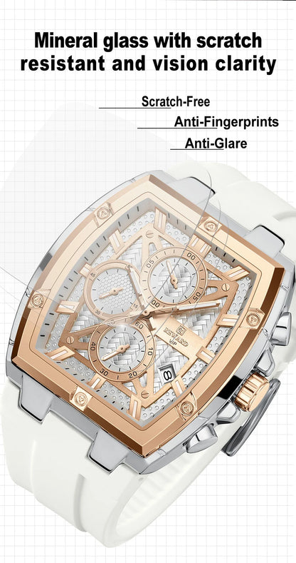 REWARD Fashion Watch Men Square Top Quality Luxury Alloy Quartz Watches Calendar Rubber Band Male Wrist Watches Factory OEM