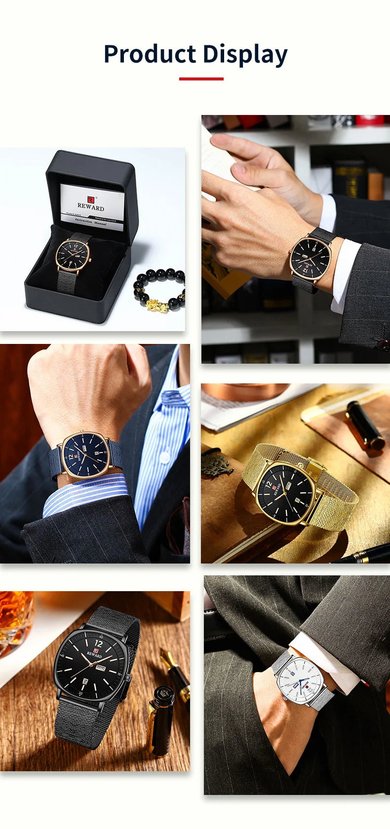 Check out the Reward New Arrivals waterproof simple quartz watches gift set, featuring two simple yet elegant watches made with high-quality alloy materials that are both durable and water-resistant.