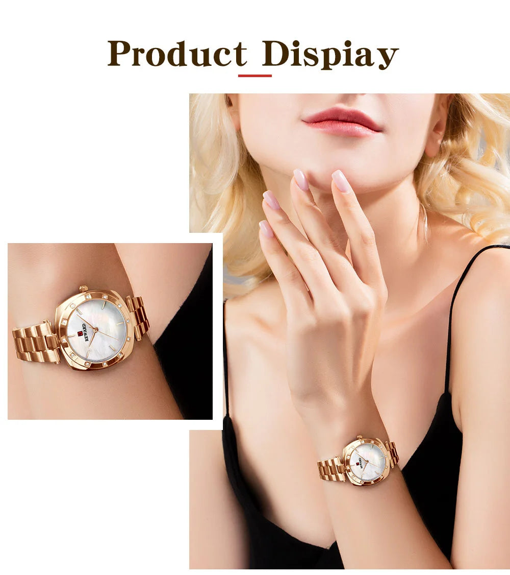 The Reward Custom OEM Japanese Quartz Movement Stylish Women Watch is the best brand for luxury fashion ladies wristwatches. With Japanese quartz movement and a sleek and elegant design, it's both accurate and stylish.