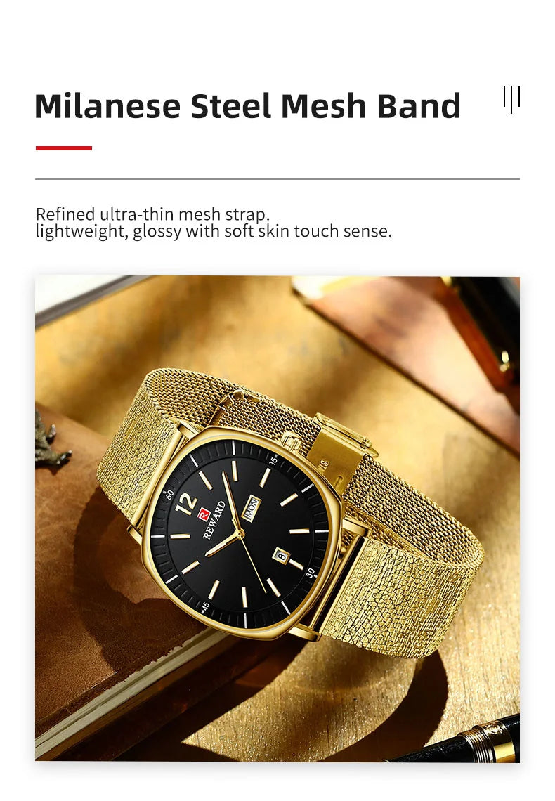 Check out the Reward New Arrivals waterproof simple quartz watches gift set, featuring two simple yet elegant watches made with high-quality alloy materials that are both durable and water-resistant.