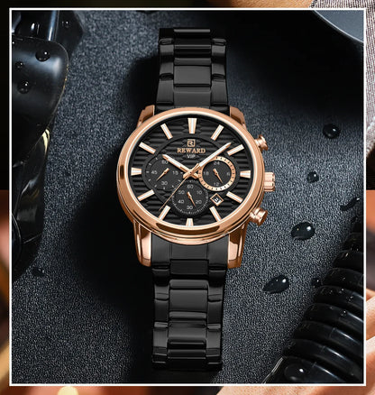 REWARD Fashion Mens Watch Wholesale Price Stainless Steel Waterproof Calendar Wristwatches Male Reloj Reward