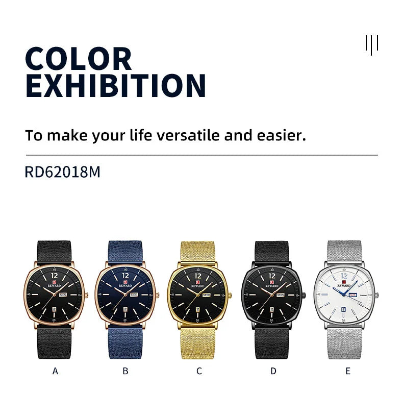 Check out the Reward New Arrivals waterproof simple quartz watches gift set, featuring two simple yet elegant watches made with high-quality alloy materials that are both durable and water-resistant.