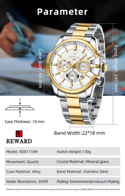 The Reward VIP Watch RD81110M is a Luxury Men Watch.high-end timepiece designed for those who demand the best. Crafted from premium materials and featuring exquisite detailing