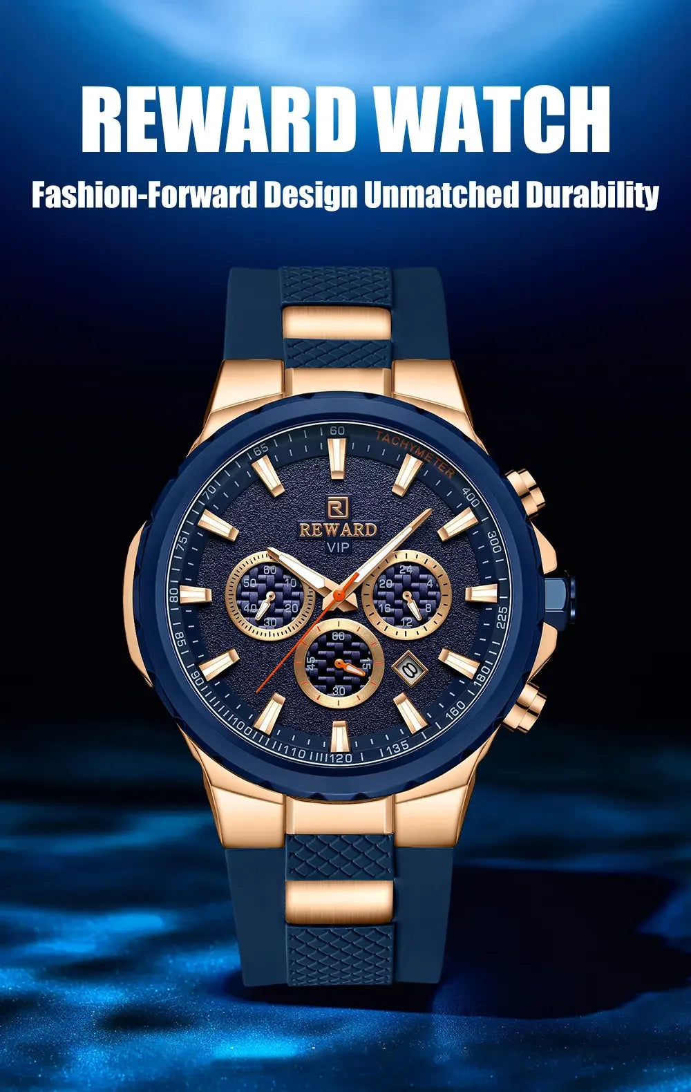 REWARD Watch for Men Casual Sport Quartz Watch Waterproof Three Eyes Fashion Men's Wristwatches