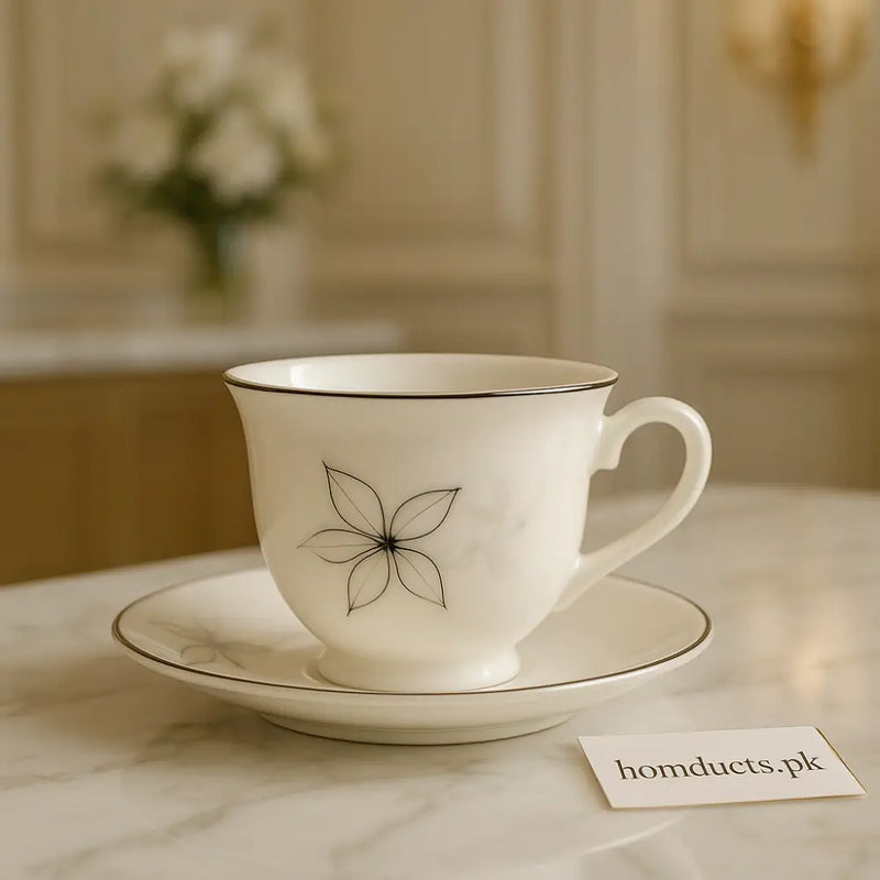 Luxury Floral Porcelain Tea Cup & Saucer Set – 6 Pieces
