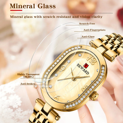 REWARD HOT Sale Women Watches Top Brand Luxury Stainless Steel Strap Wrist watch Female Quartz Ladies Watch Wife For Girl  RD21058L