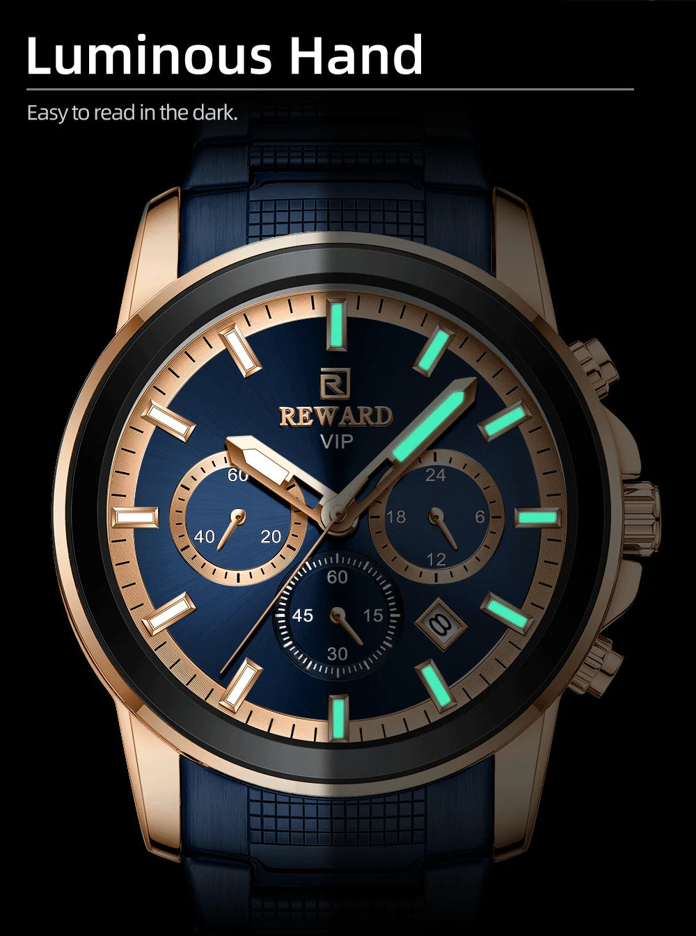 Reward Luxury Three-Eyes Classic Chronograph Quartz Watch Men REWARD Fashion Business Relogio Masculino Elegant