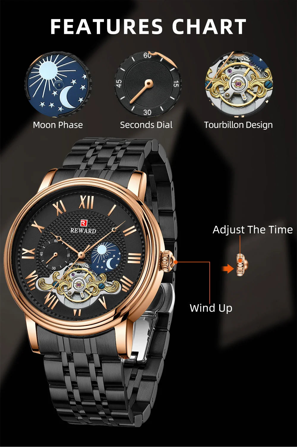 Reward factory watch man luxury automatic 3atm water resistant quartz watches for men 2022 relojes para hombres RD31009M