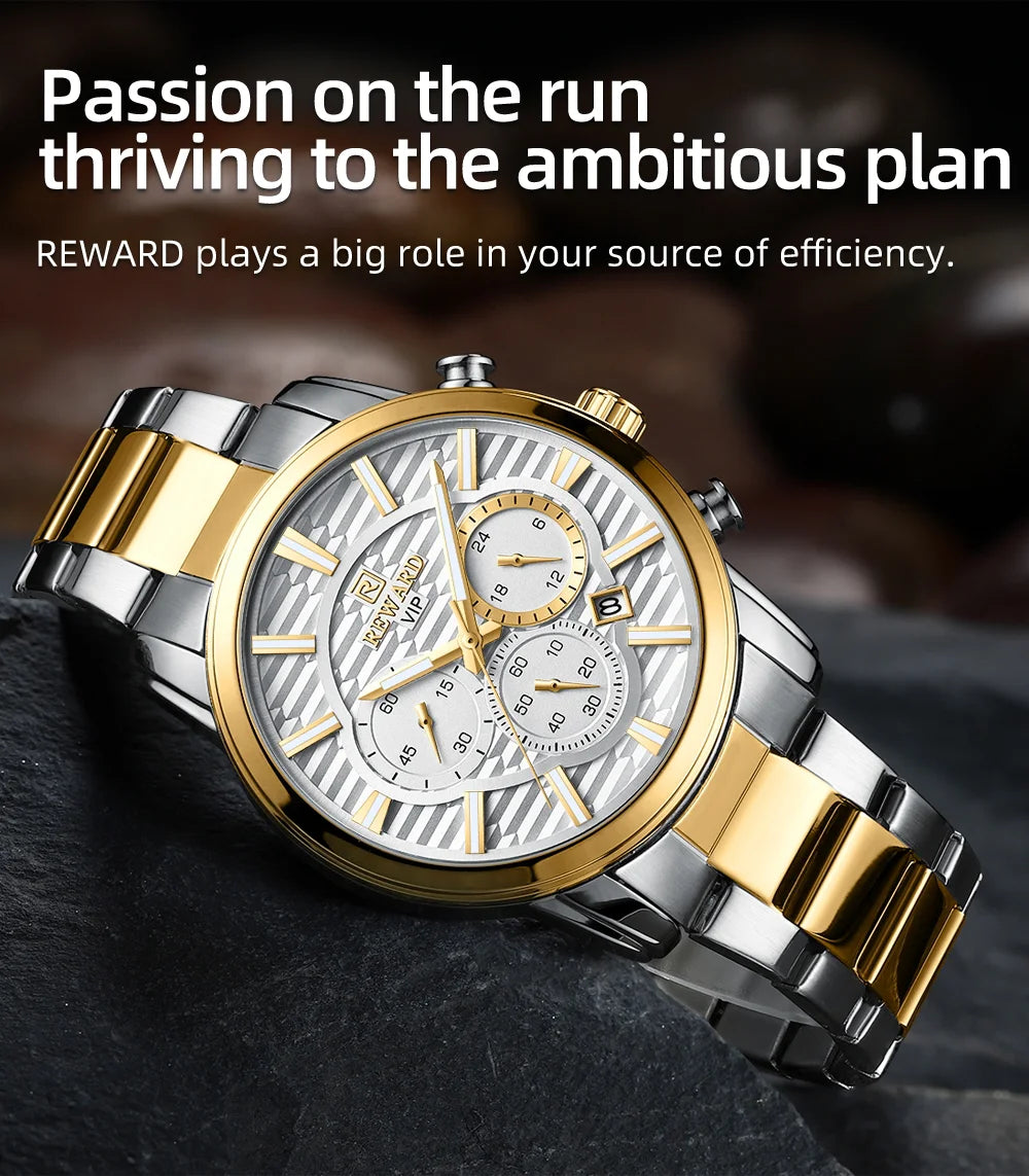 REWARD Fashion Mens Watch Wholesale Price Stainless Steel Waterproof Calendar Wristwatches Male Reloj Reward