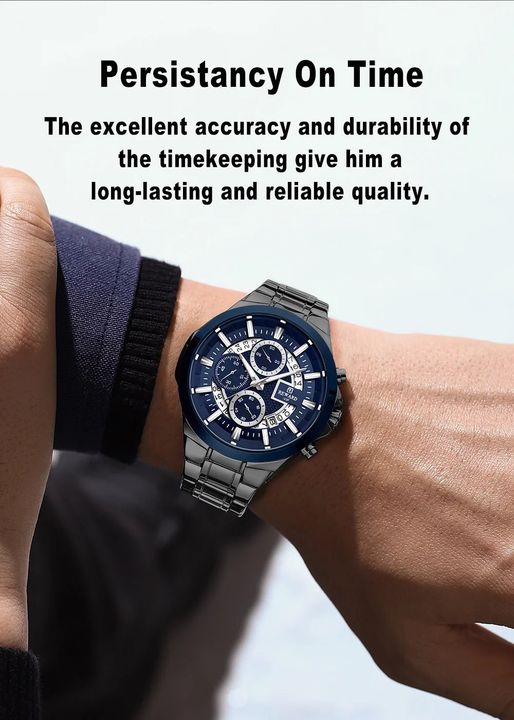 REWARD New Design Quartz Watch High Quality Waterproof Calendar Date Stainless Steel Premium Luxury Mens Wrist Watches Montre