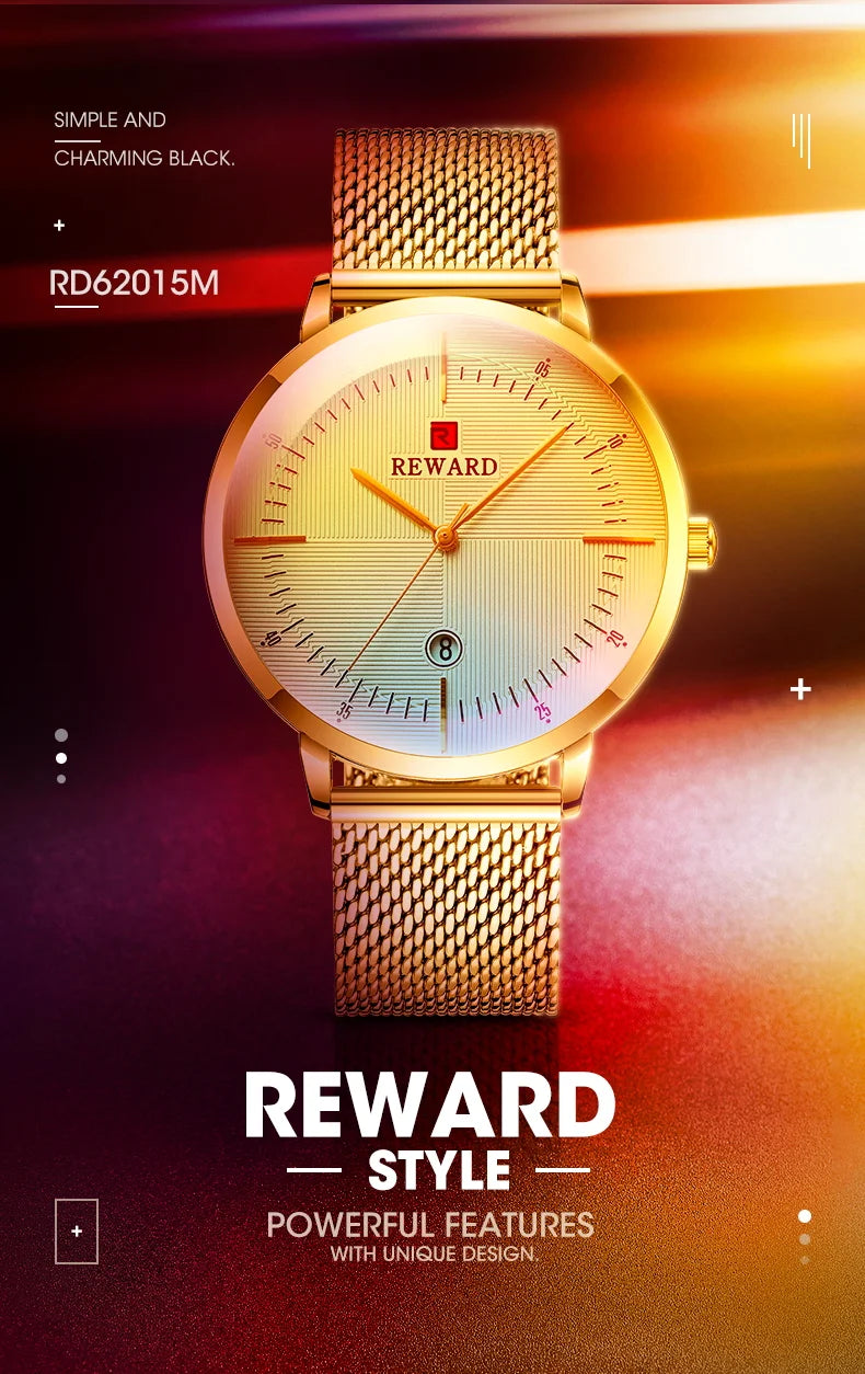Reward Colorful Laser Changing Glass Men Watch. Featuring a vibrant, color-changing glass and a durable stainless steel strap, this watch is perfect for any sports or outdoor activities, as well as casual and formal occasions.