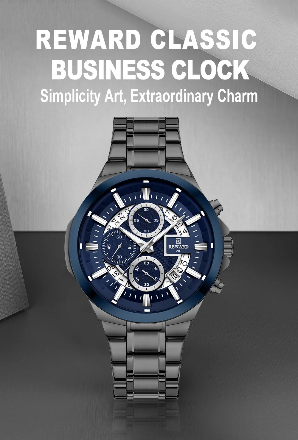 REWARD New Design Quartz Watch High Quality Waterproof Calendar Date Stainless Steel Premium Luxury Mens Wrist Watches Montre