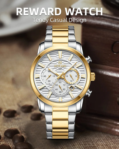 REWARD Fashion Mens Watch Wholesale Price Stainless Steel Waterproof Calendar Wristwatches Male Reloj Reward