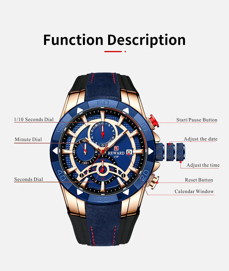 Looking for a stylish and functional watch that can keep up with your active lifestyle? Look no further than our Reward Vip watch RD83013M Sport quartz watch!