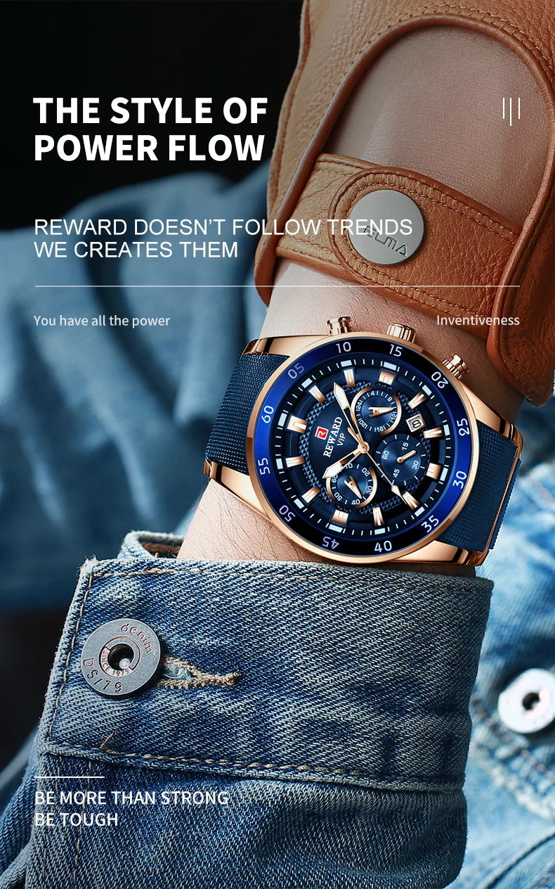 REWARD watches men wrist sport waterproof Luxury brand Silicone Band Quartz Wristwatch Male Watches Fashion Watch Man